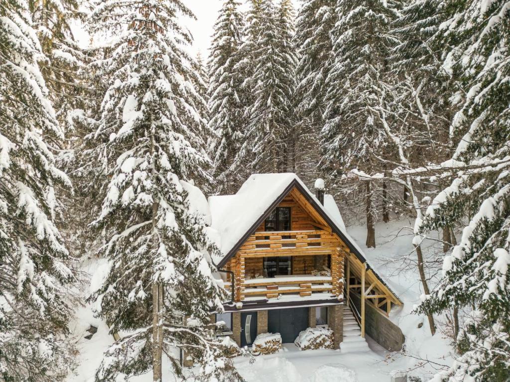 a log cabin in the woods in the snow at Casa Montana in Kopaonik