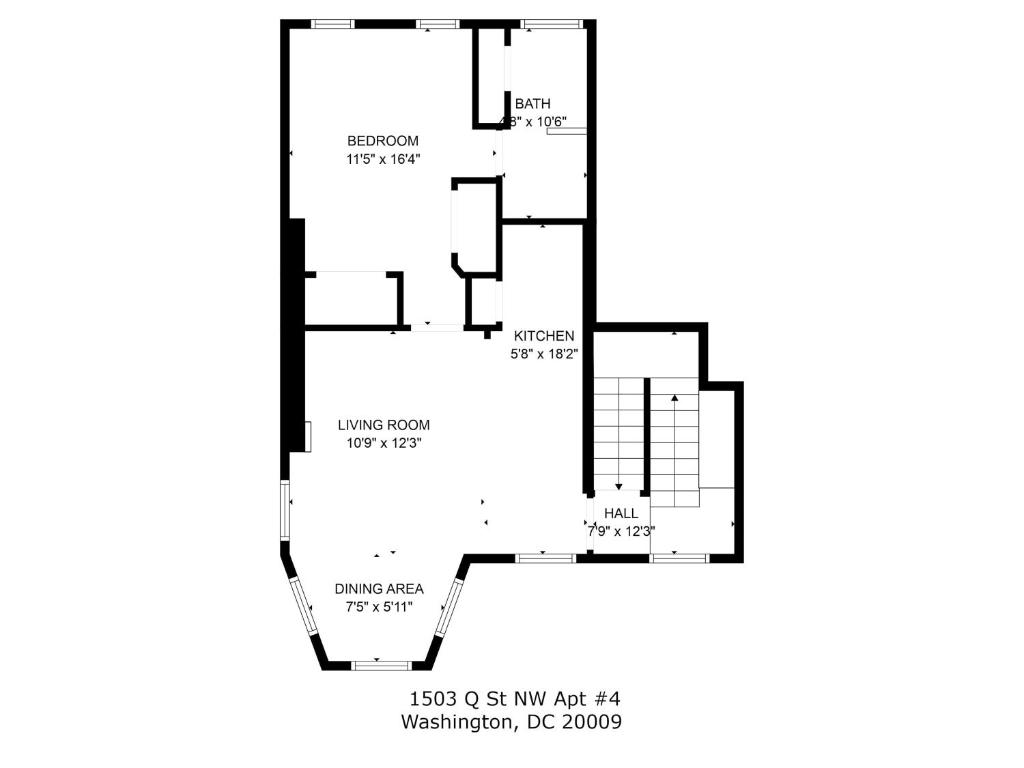 a floor plan of a house at Chic 1-BR Loft Nestled Between Dupont & Logan in Washington, D.C.