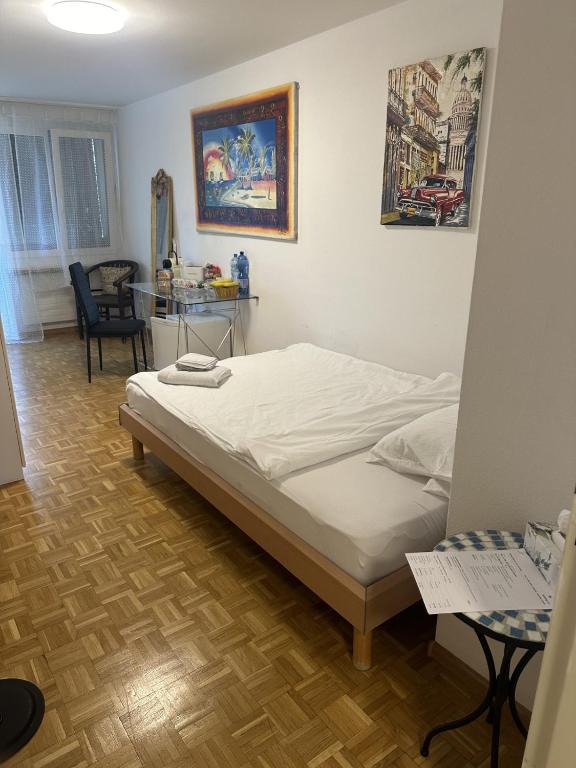 Postel nebo postele na pokoji v ubytování Schönes Zimmer in der City Basel