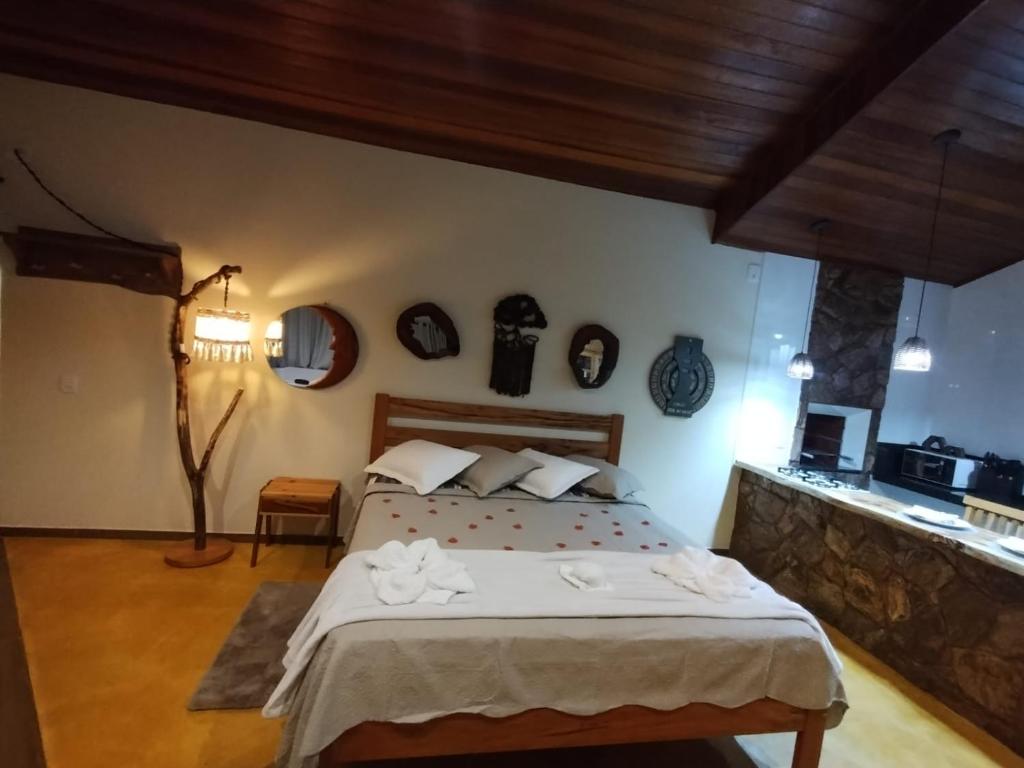 Postel nebo postele na pokoji v ubytování Chales Sabor Dos Ventos
