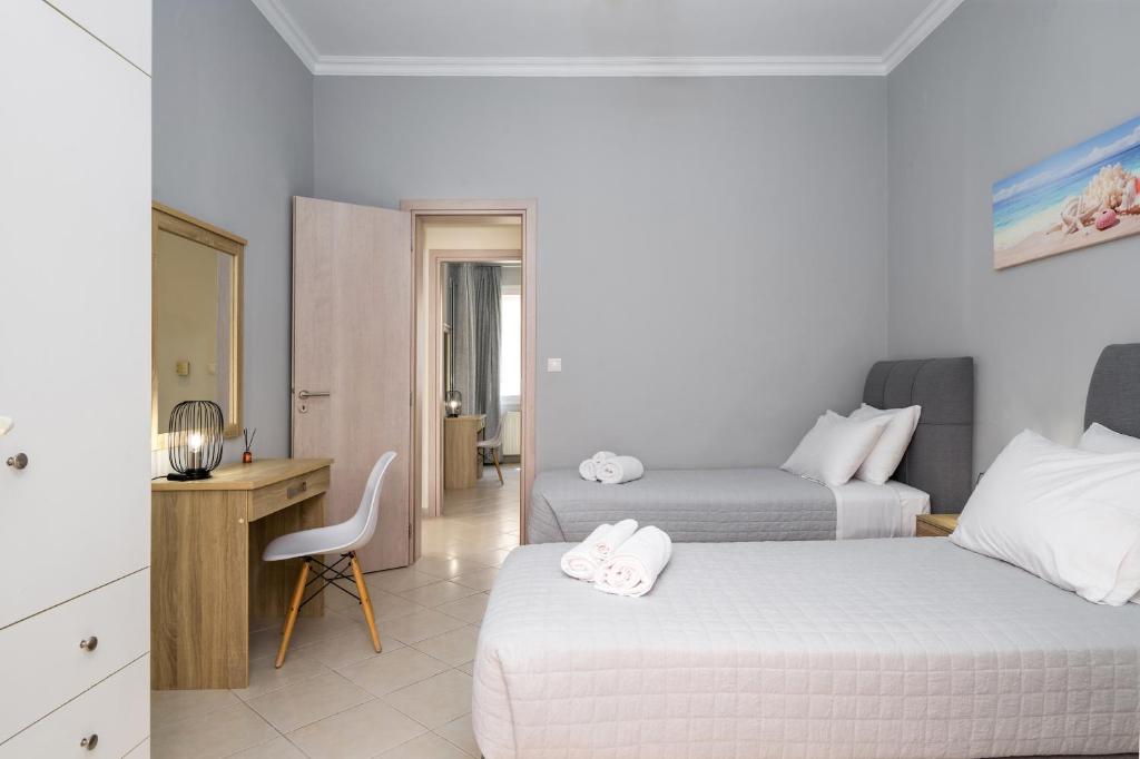 A bed or beds in a room at Casa Centrale ad Argostoli!
