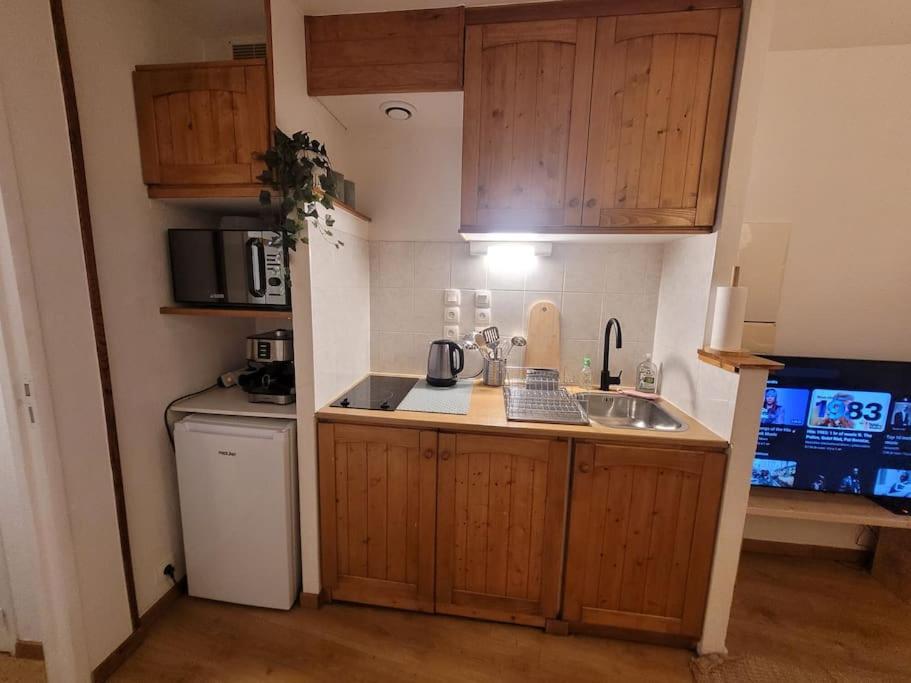 Kuchyň nebo kuchyňský kout v ubytování Cosy appartement Embrun centre