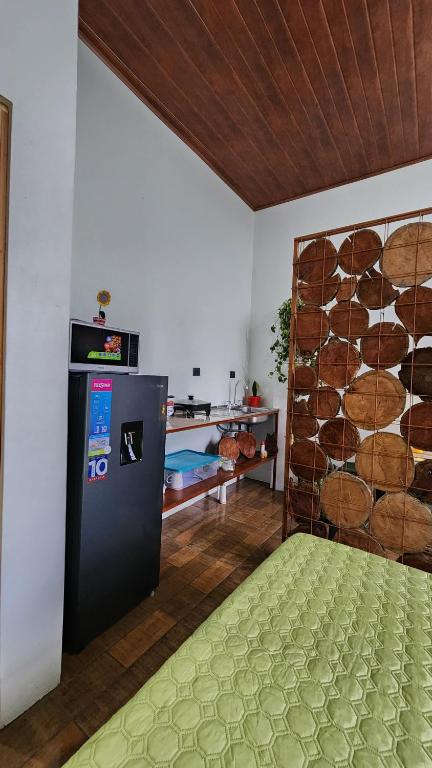 TV a/nebo společenská místnost v ubytování Cabaña Vista de Oro 2