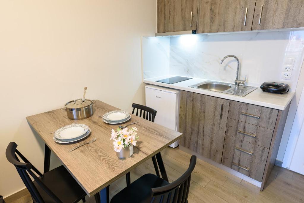 Kuchyň nebo kuchyňský kout v ubytování Philippos Residences