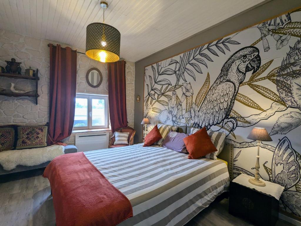 Postel nebo postele na pokoji v ubytování Charme rural rénové en pleine nature - FR-1-582-503