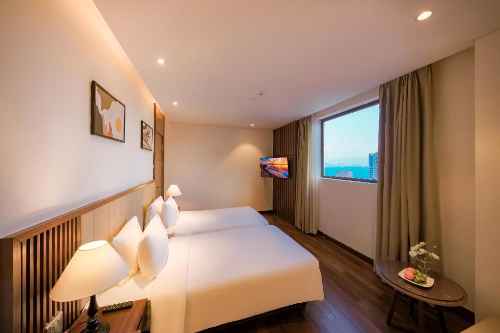 Phòng Deluxe 2 Giường Đơn Nhìn Ra Một Góc Biển