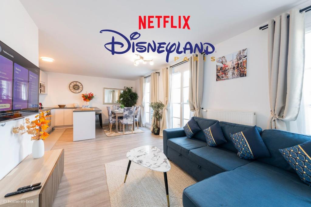 TV a/nebo společenská místnost v ubytování Le Cartier Appt F3, 7mn Disneyland, Parking,Terrace