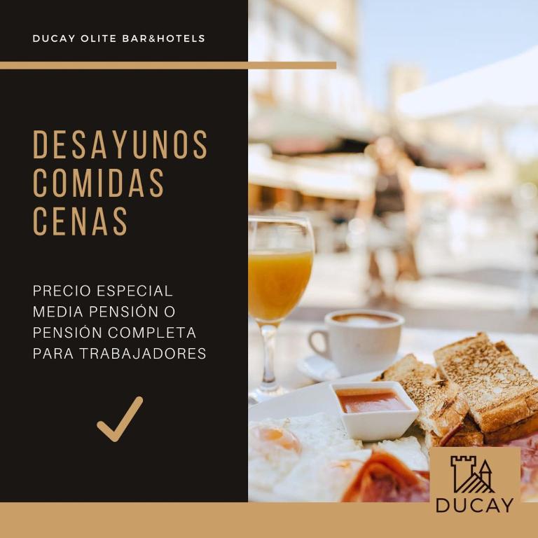 Opciones de desayuno disponibles en Apartamentos Ducay