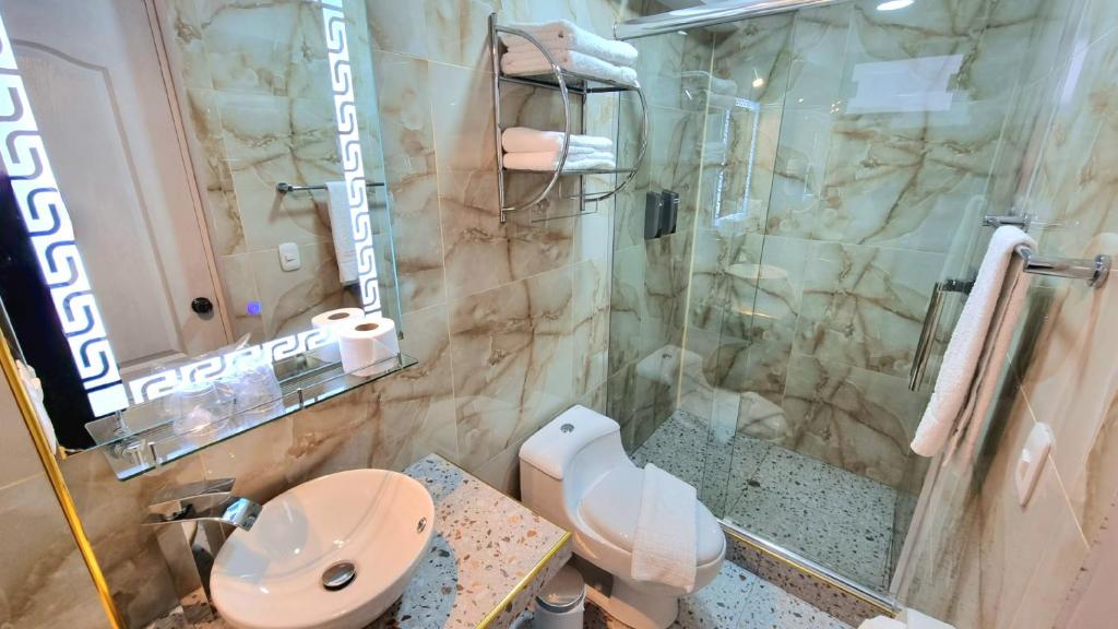 Koupelna v ubytování Hotel-Apartment INKASABIOS