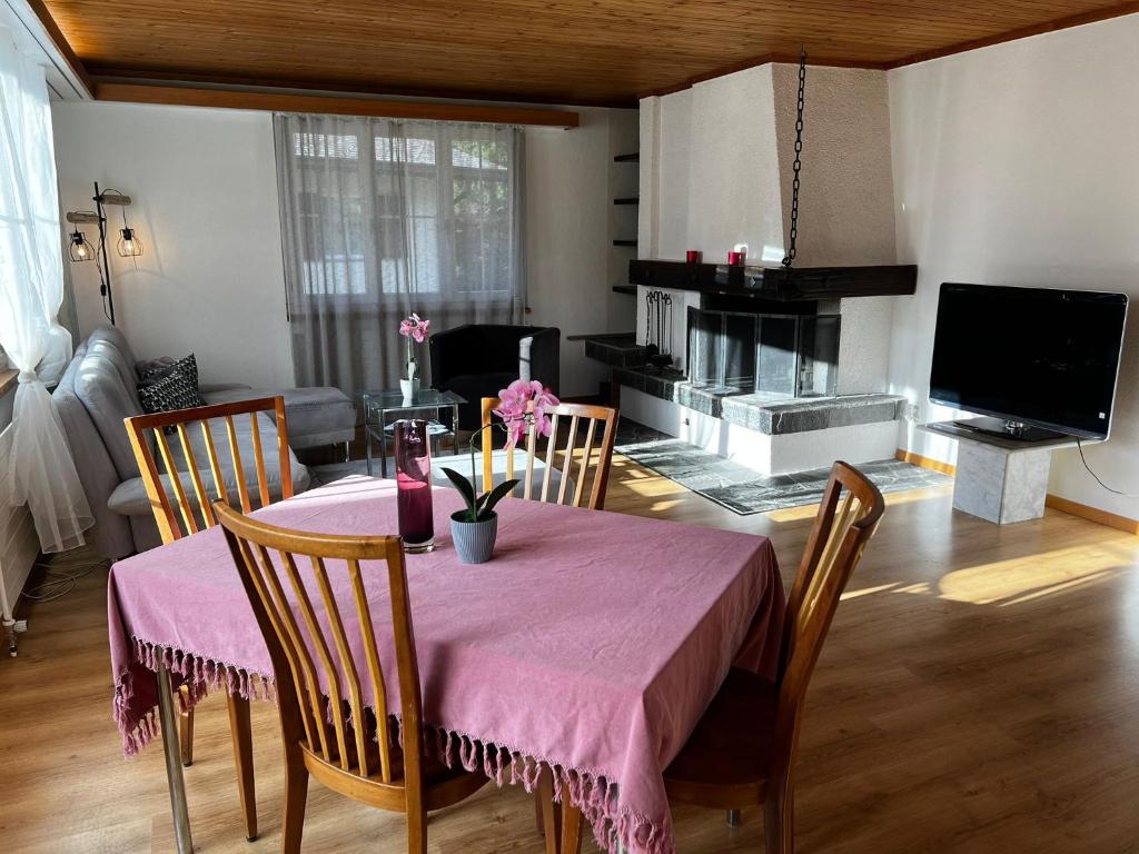 TV a/nebo společenská místnost v ubytování Winterzsuber Lenzerheide