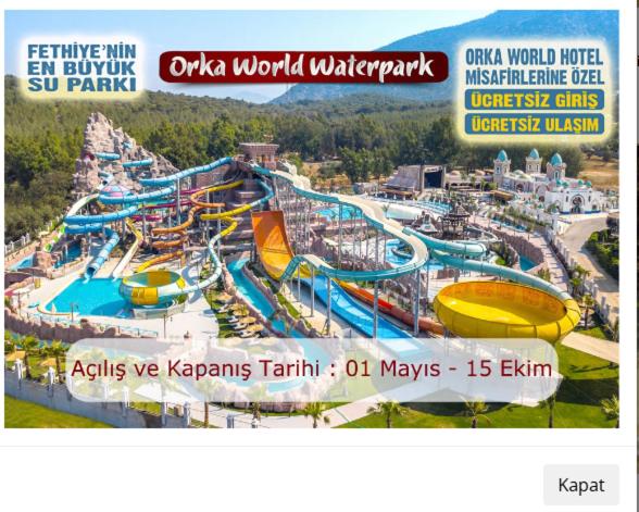 an advertisement for a water park with a water slide at Orka World Hotel & Aquapark in Oludeniz