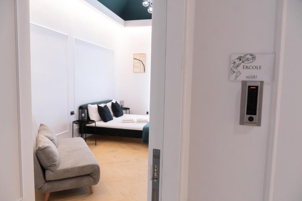Postel nebo postele na pokoji v ubytování Miglio 43