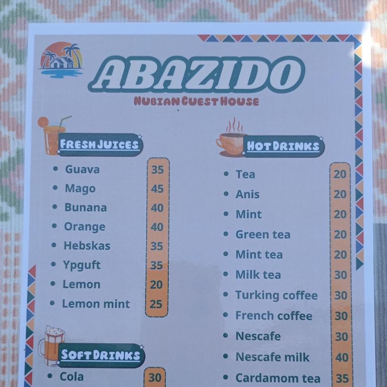 Certifikát, hodnocení, plakát nebo jiný dokument vystavený v ubytování ABAZIDO Nubian Guest House