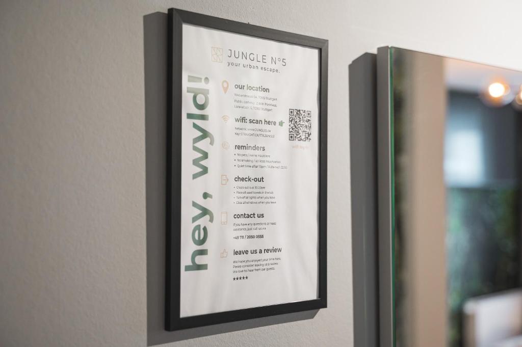Certifikát, hodnocení, plakát nebo jiný dokument vystavený v ubytování JUNGLE No5 Boutique Hotel - Stuttgart City-Center