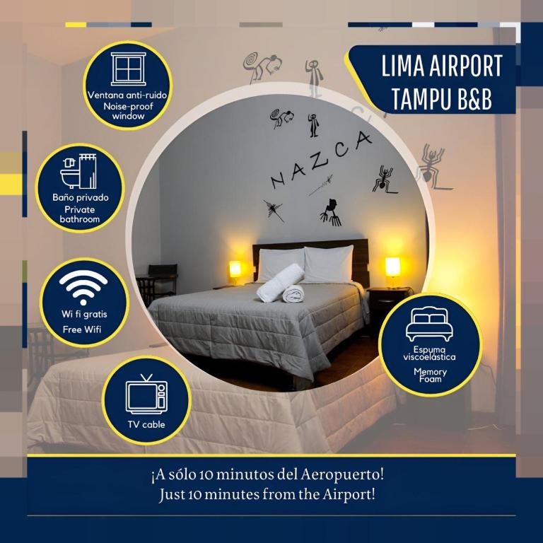 Postel nebo postele na pokoji v ubytování Lima Airport Tampu