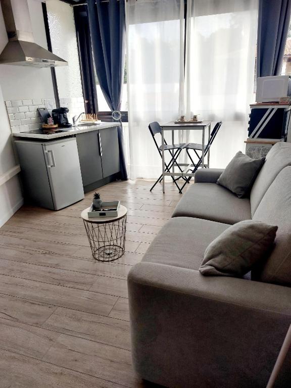 un salon avec un canapé et une table dans l'établissement Studio à 2 pas de la plage, à Marseille