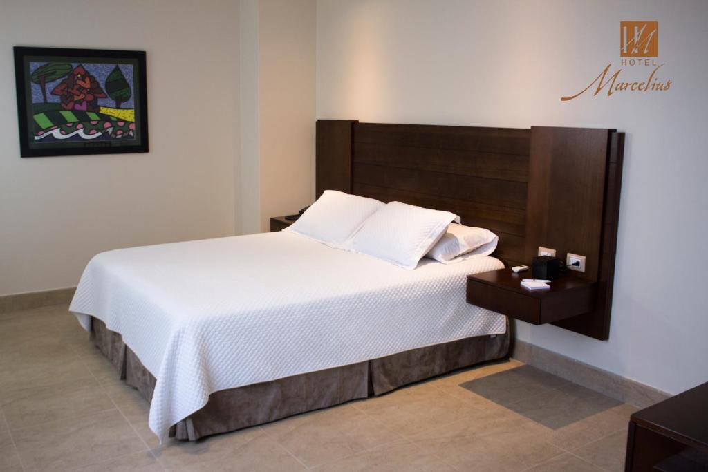 Postel nebo postele na pokoji v ubytování Hotel Marcelius