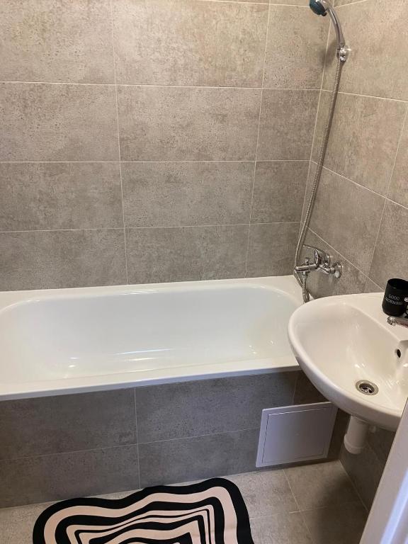 Koupelna v ubytování Apartmán ve městě Ostrov pro 3 osoby