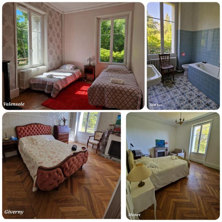 Postel nebo postele na pokoji v ubytování Gîte Manoir du moulin près du zoo de Beauval et les châteaux de la Loire