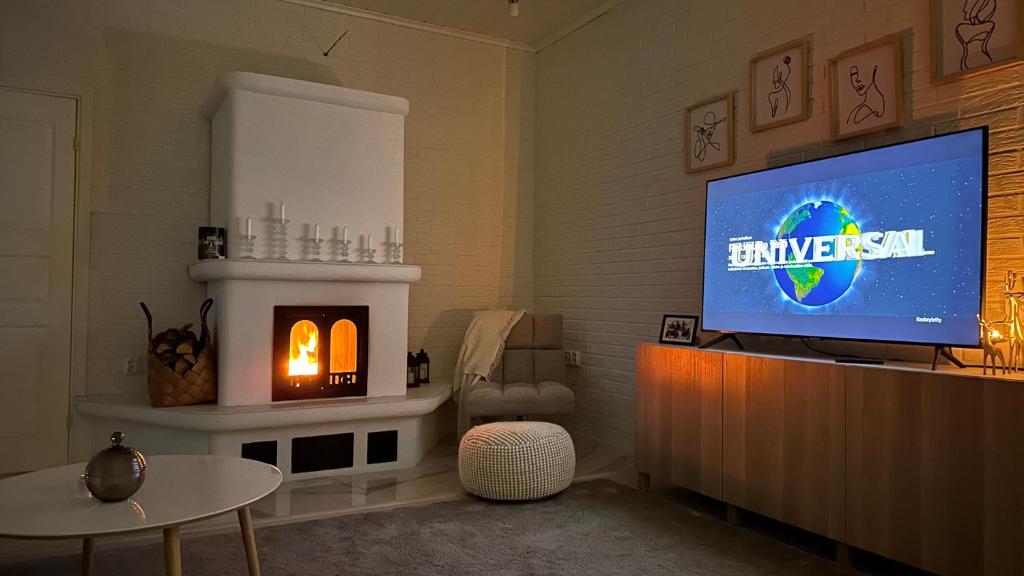 TV a/nebo společenská místnost v ubytování Villa Sofia In Lapland