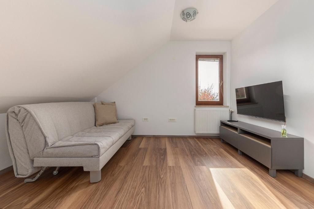 TV a/nebo společenská místnost v ubytování LOGAR Apartments