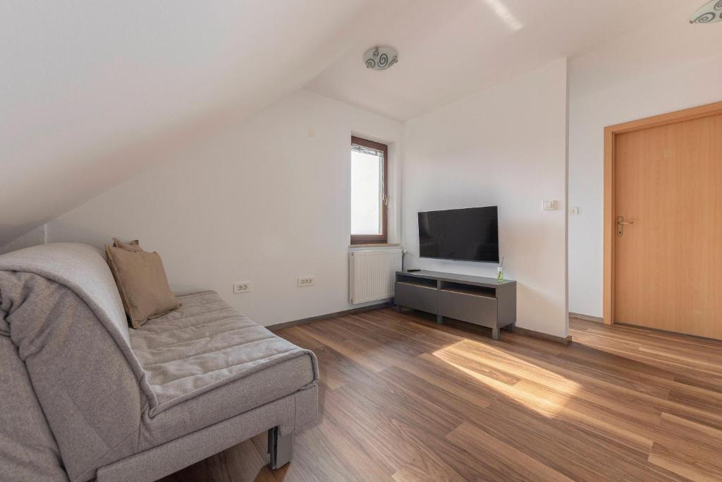 TV a/nebo společenská místnost v ubytování LOGAR Apartments