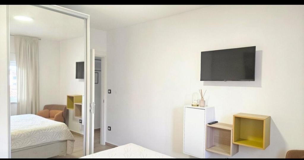 Televízia a/alebo spoločenská miestnosť v ubytovaní Eximius Apartment