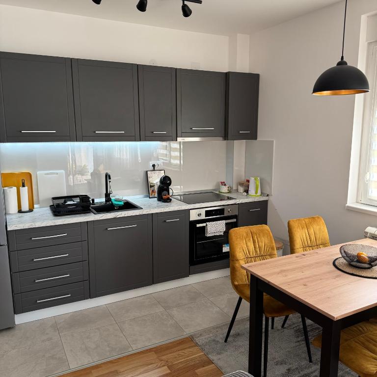 Kuchyň nebo kuchyňský kout v ubytování JR Lux apartman