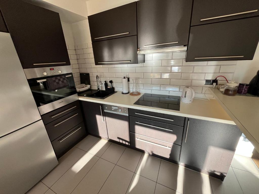 Kuchyň nebo kuchyňský kout v ubytování Apartament MATI
