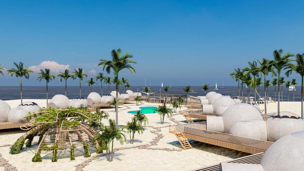 Nespecifikovaný výhled na moře nebo výhled na moře při pohledu z luxury tent