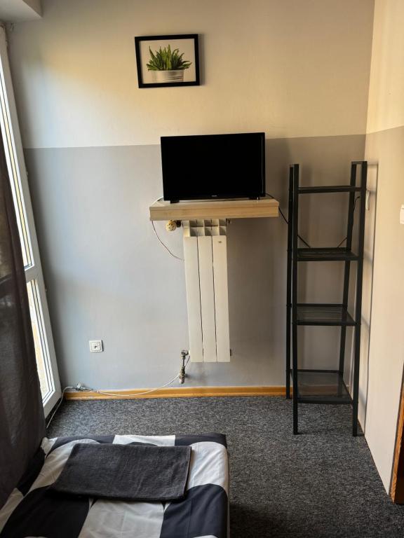 Televízia a/alebo spoločenská miestnosť v ubytovaní Wilanowska Hostel