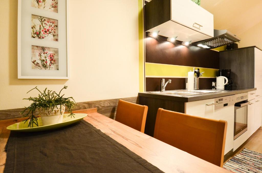 Kuchyň nebo kuchyňský kout v ubytování Ferienhaus Lechner für max 10 Personen - Wald und Naturgarten