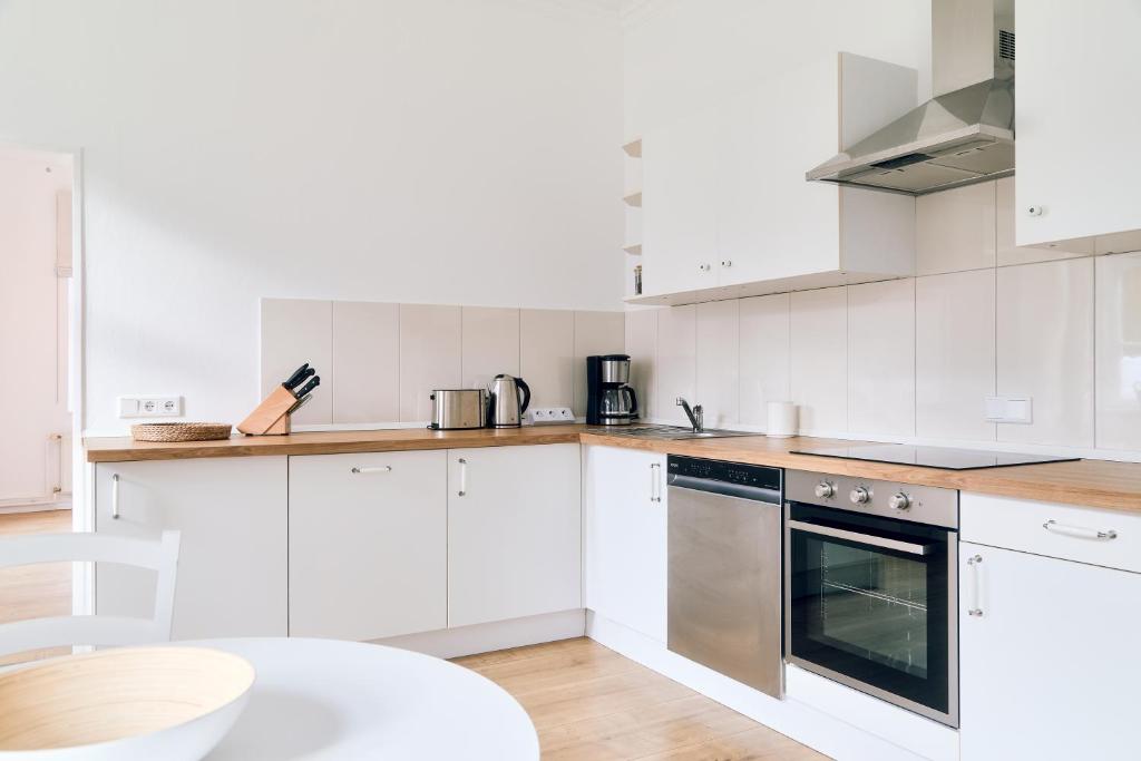 Kuchyň nebo kuchyňský kout v ubytování Gartenappartment