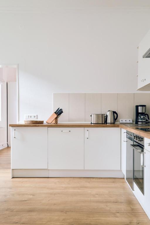 Kuchyň nebo kuchyňský kout v ubytování Gartenappartment