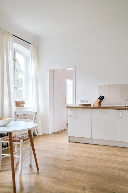 Kuchyň nebo kuchyňský kout v ubytování Gartenappartment