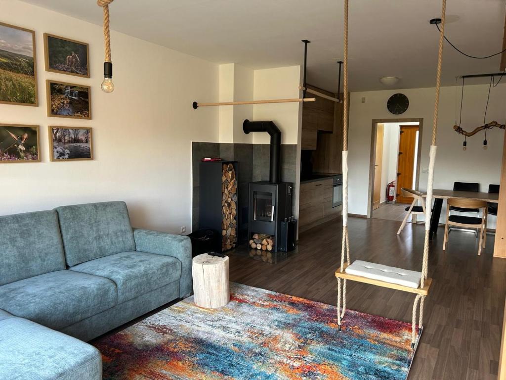 Kuchyň nebo kuchyňský kout v ubytování Horský apartmán U Lesa Říčky