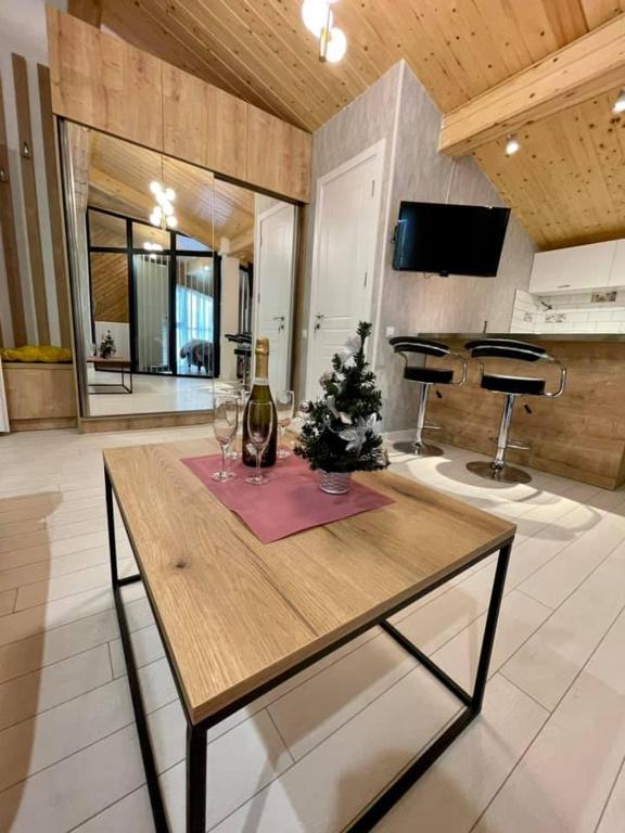 Kuchyň nebo kuchyňský kout v ubytování winter house GUDAURI