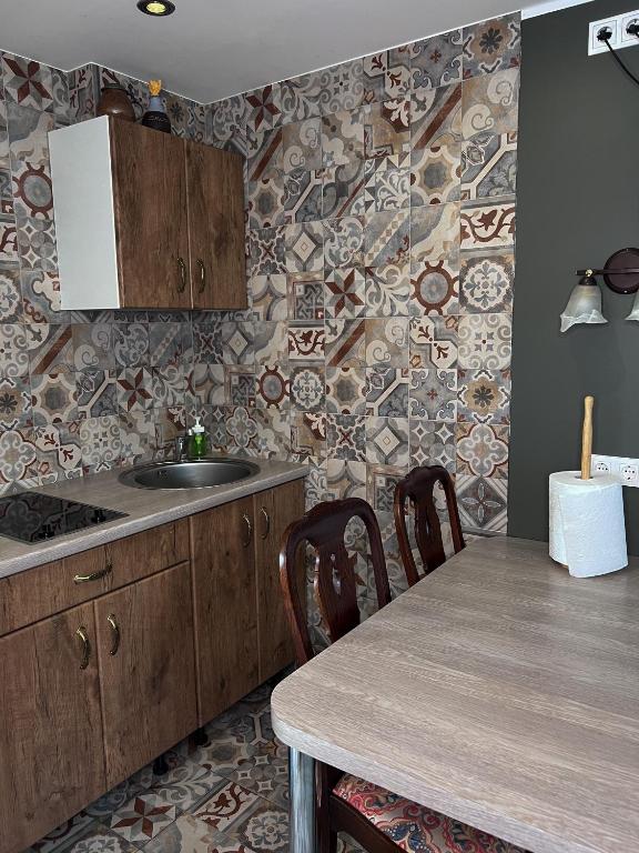 Kuchyň nebo kuchyňský kout v ubytování Toila Pikk Apartment