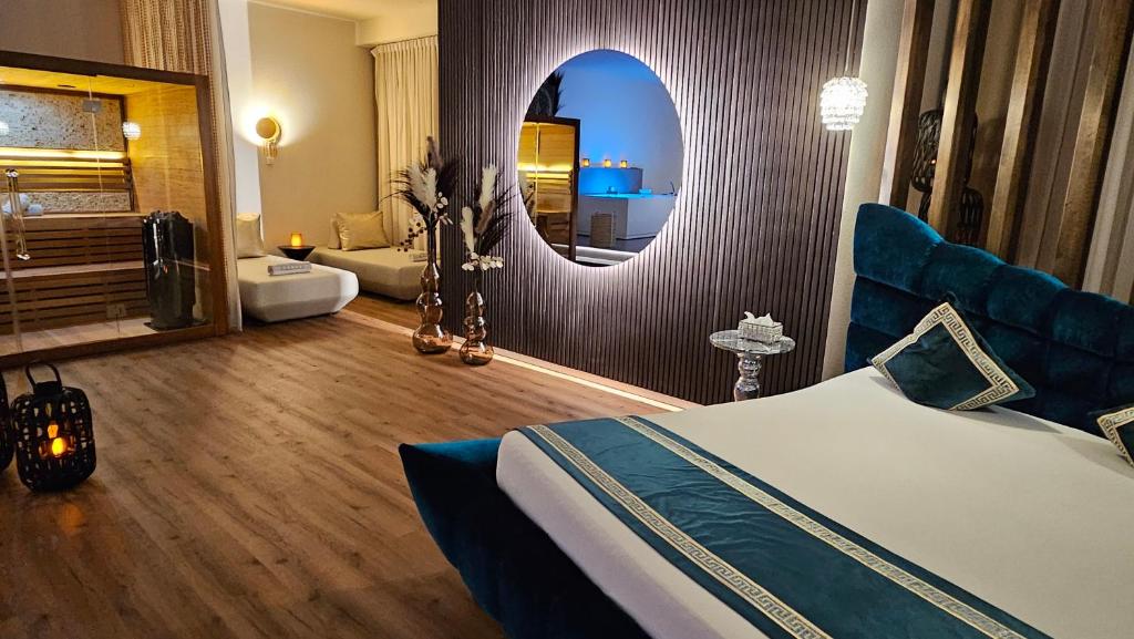 Voodi või voodid majutusasutuse Privat-Spa mit Whirlpool und Sauna in Sursee toas