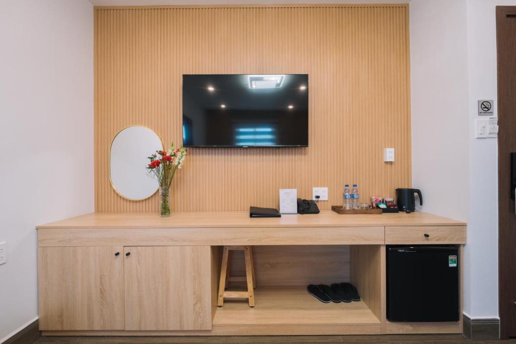 Kuchyň nebo kuchyňský kout v ubytování HOANG LINH PHAT HOTEL
