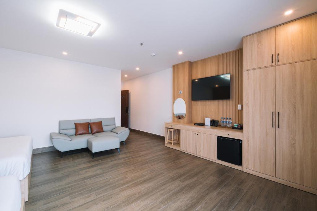 Kuchyň nebo kuchyňský kout v ubytování HOANG LINH PHAT HOTEL