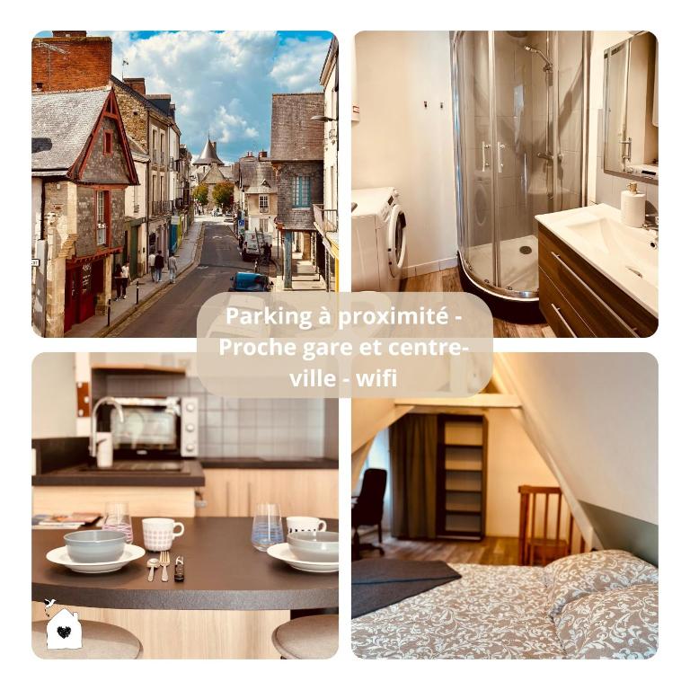 un collage de photos d'une vieille ville dans l'établissement H11 Petit duplex citadin, à Vitré