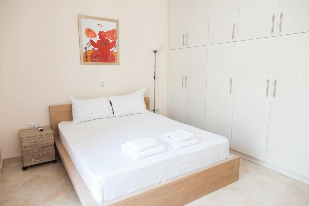 Postel nebo postele na pokoji v ubytování Great Apartment in Piraeus