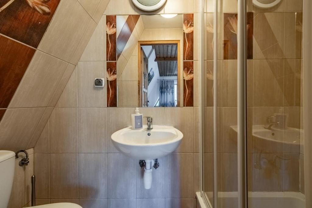 Kúpeľňa v ubytovaní Domek Pod Strzechą