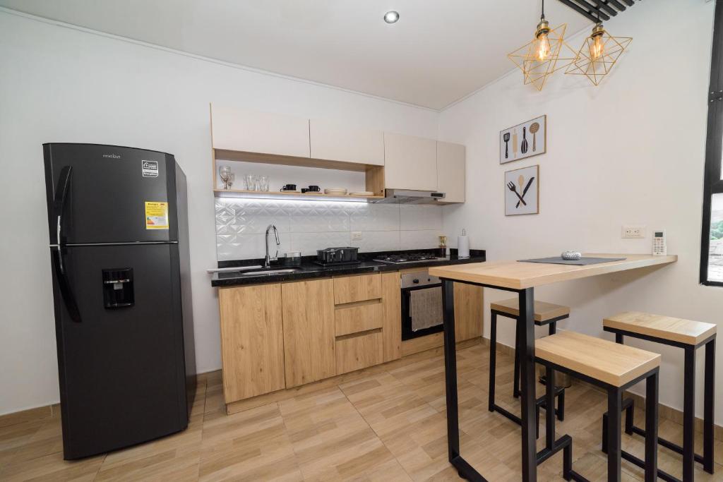 Kuchyň nebo kuchyňský kout v ubytování Caobos Center Coliving & Coworking