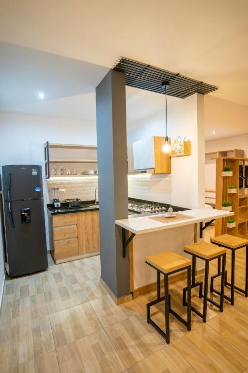 Kuchyň nebo kuchyňský kout v ubytování Caobos Center Coliving & Coworking