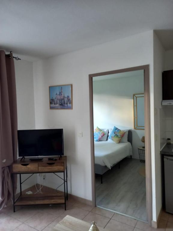 Telewizja i/lub zestaw kina domowego w obiekcie C016 Appartement 10 MIN de Disneyland Paris
