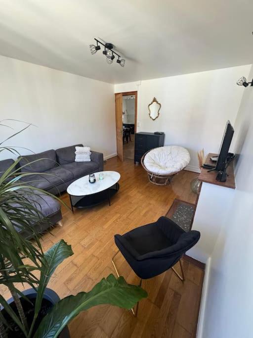 un salon avec un canapé et une table dans l'établissement Appartement de charme hyper centre, à Dijon