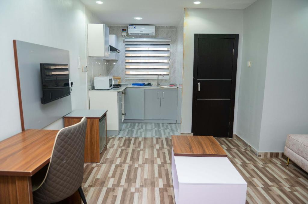 Kuchyň nebo kuchyňský kout v ubytování Goodis Apartments Ajah