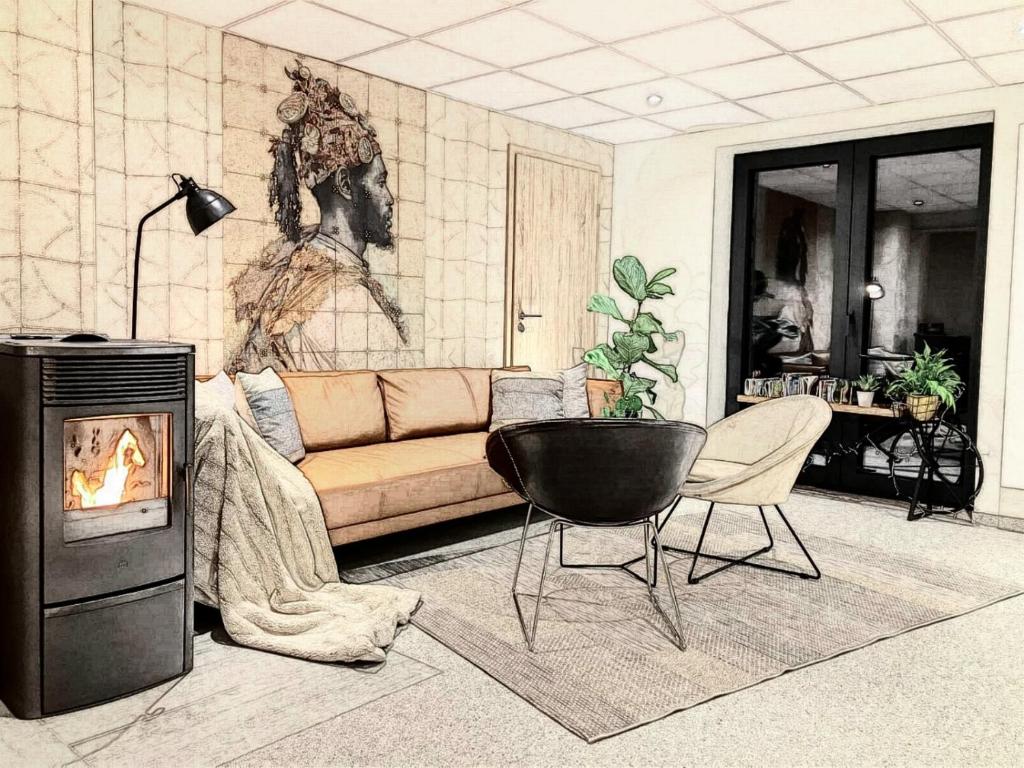 Posezení v ubytování Grand appart familial Nature et Sauna - Le Terrier Ovifat